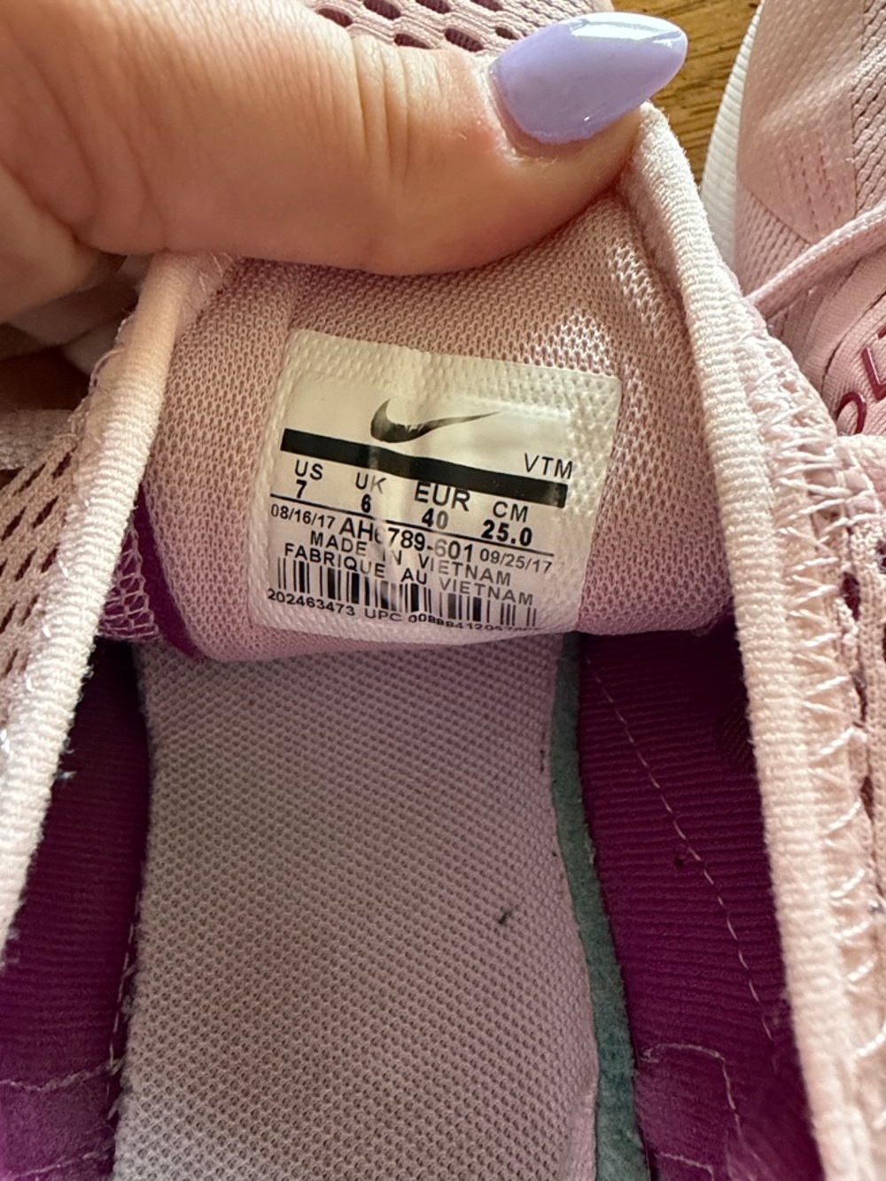 Nike Air Max 270 Womens Light Pink and Maroon Sneakers - Picture 6 of 7